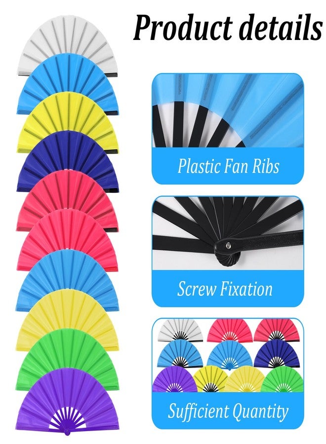 JOUTYFOR 10 Pcs Large Folding Fans for Line Dancing, 13 Inch Boots on The Ground Fans for Women Men, Big Clack Popping Make Loud Sounds for EDM Music Party Decorations (Classic Color) - Image 3